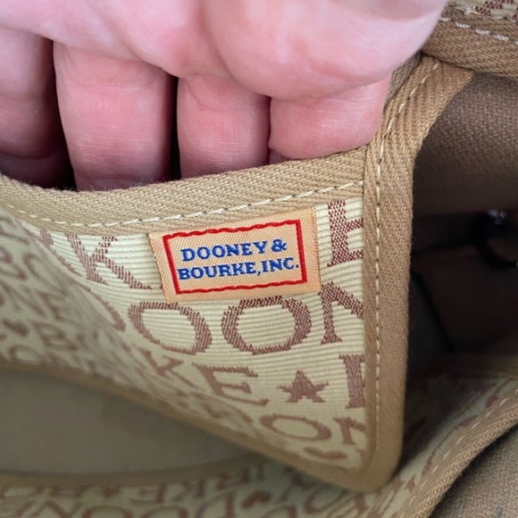 Dooney Bourke Vintage Cream Brown Logo Jacquard‎ Canvas Small Bag Purse - Picture 12 of 14